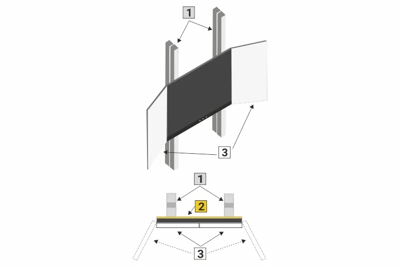 Interaktivní sestava LCD panel na PYLONU AL s křídly
